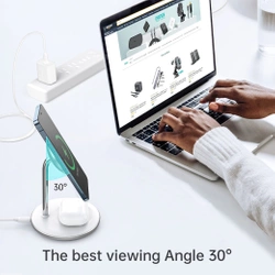 Choetech ładowarka bezprzewodowa Qi 15W do iPhone i AirPods uchwyt magnetyczny kompatybilny z MagSafe srebrny (T581-F)