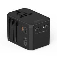 Choetech PD6045 USB-C USB-A 45W GaN Reiseladegerät mit US EU UK AU Steckern – Schwarz