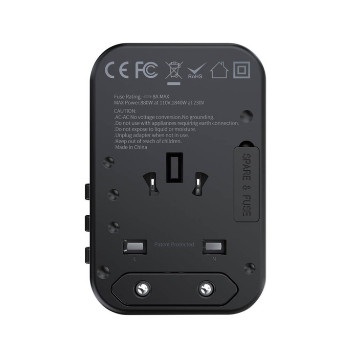 Choetech szybka uniwersalna ładowarka sieciowa podróżna GaN 2 x USB Typ C / USB 65W Power Delivery czarny (PD5009-BK)