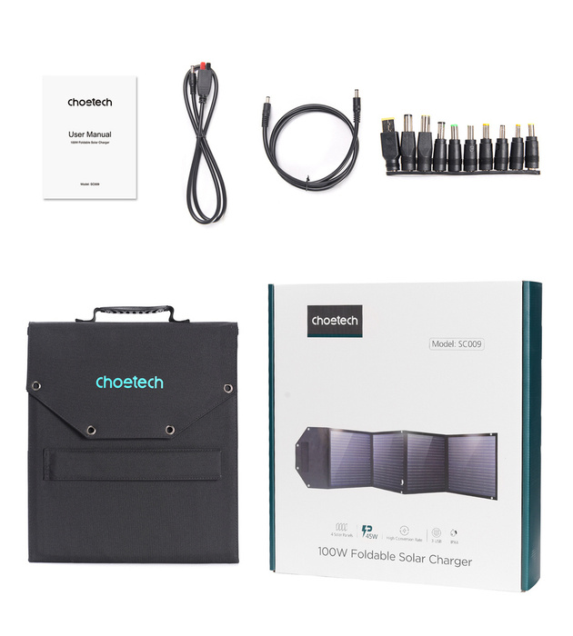 Choetech 100W faltbar 2x USB 1x USB C PD QC schwarz (SC009-V2)