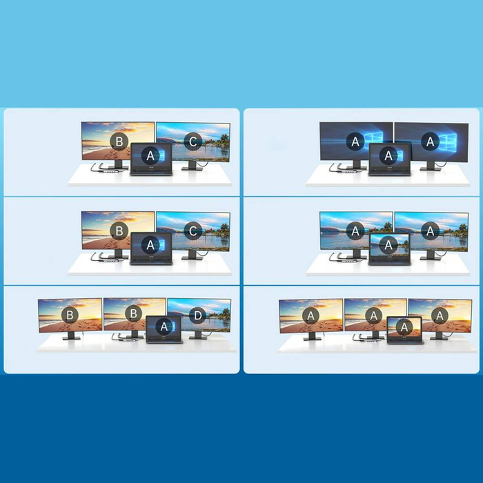 Choetech Multifunktions-HUB mit bildschirmem 12in1 USB-C zu USB-C / USB-A / HDMI / VGA / AUX / SD / TF grau (HUB-M26)