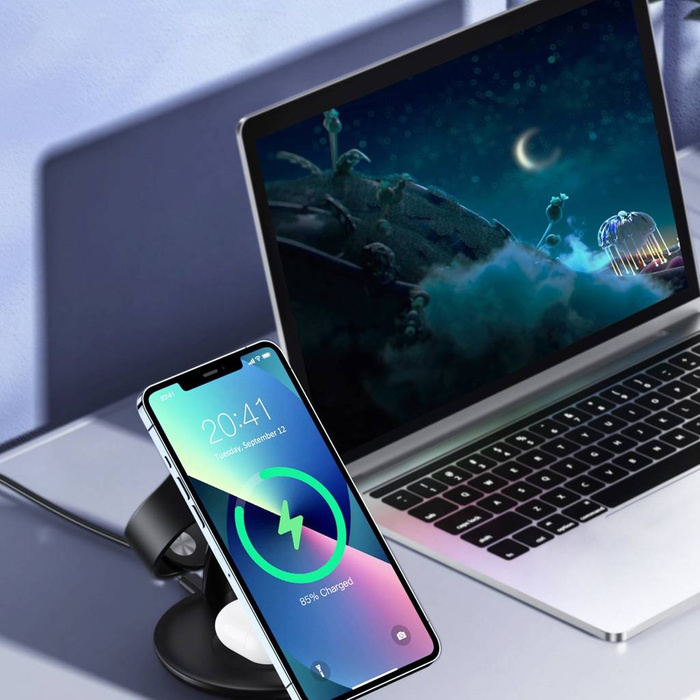 Choetech inductive 3-in-1 charging station iPhone 12/13/14, AirPods Pro, Apple Watch black (T587-F)