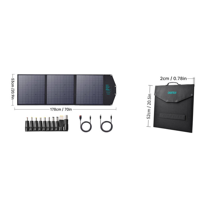 Choetech foldable solar charger 120W 1 x USB Type C / 2 x USB Type A (SC008)