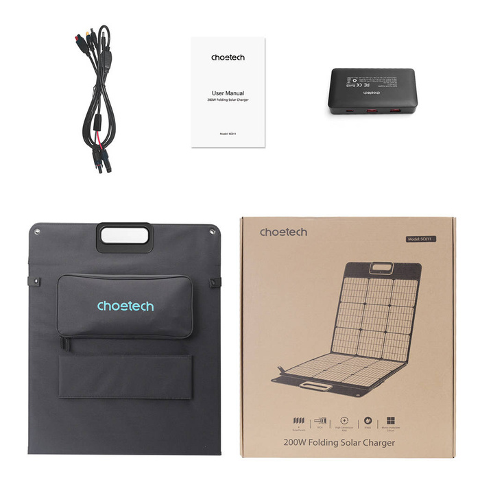 Choetech ładowarka solarna składana 200W czarna (SC011)