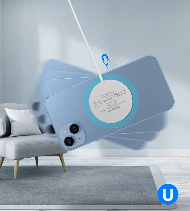 Choetech 15W Qi wireless inductive charger with MagSafe white (H046+T518-F)