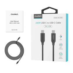 Choetech Lade- und Datenkabel USB-C - USB-C PD3.1 240W 480 Mbps 2m schwarz (XCC-1036)