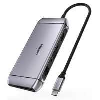 Choetech 9in1 Multifunktions USB Typ C HUB - 3x USB 3.2 Gen 1 / SD und TF Kartenleser / HDMI 4K 30Hz / VGA Full HD 60Hz / USB Typ C / RJ45 grau (HUB-M15 grau)