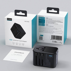 Choetech gaN 2 x USB Typ C / USB 65W Power Delivery Schnellladegerät schwarz (PD5009-BK)