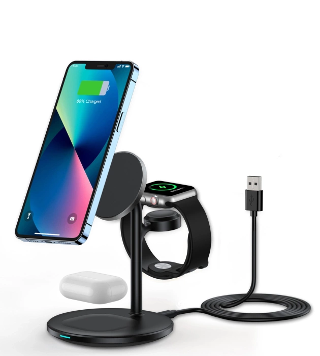 Choetech stacja ładująca indukcyjna 3w1 iPhone 12/13/14, AirPods Pro, Apple Watch czarna (T585-F)