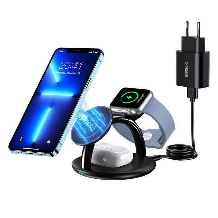 Choetech inductive 3-in-1 charging station iPhone 12/13/14, AirPods Pro, Apple Watch black (T587-F)